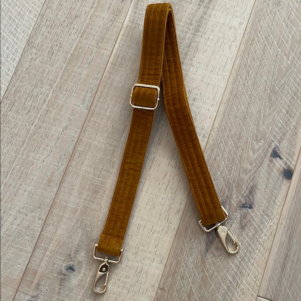 Sezane Velvet Shoulder or Crossbody Strap. Saffron.